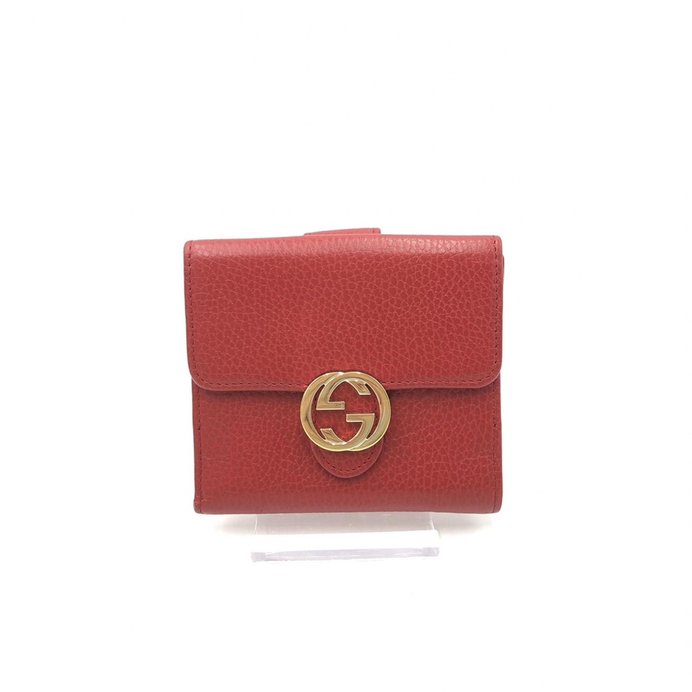 Gucci Interlocking G Leather Red Compact Wallet